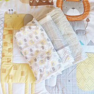 3-PC Cuddle Time Elephant Jungle Quilted Comforter Fitted Sheet Skirt